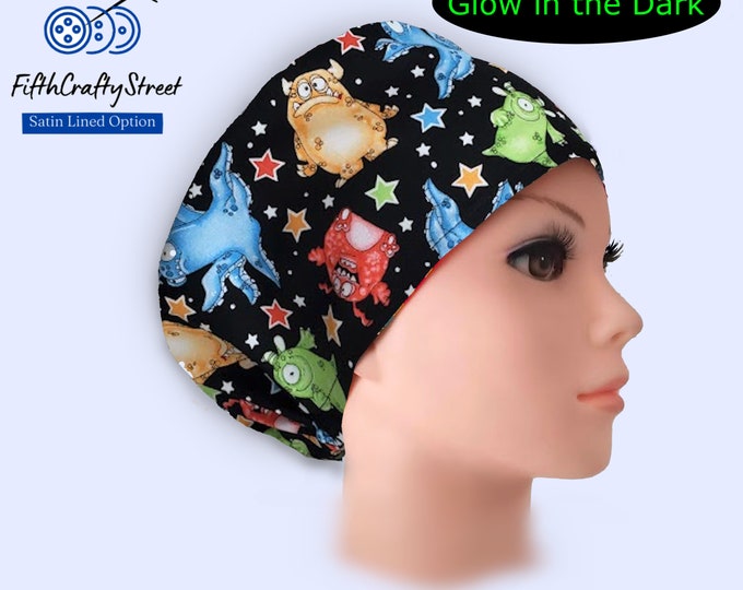 Cute Halloween Euro Scrub Caps - Satin Lining option - FifthCraftyStreet
