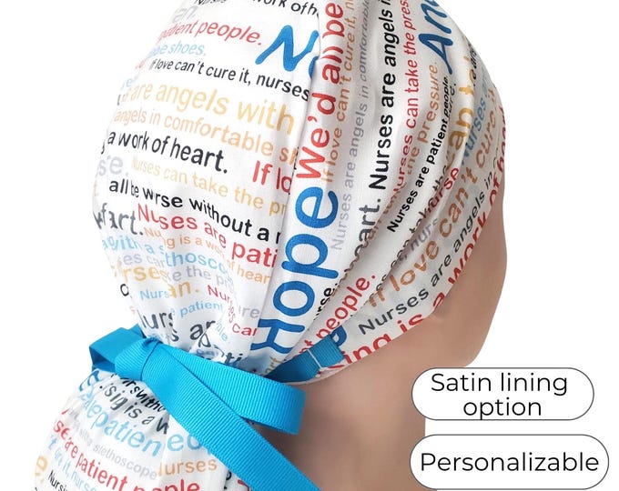 Ponytail Scrub Cap for Women - Surgical Cap with Silky Satin Lining Option - Nurse Heroes