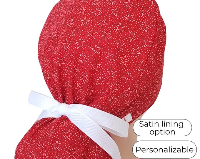 Patriotic - 4th of July - Surgical Cap - Satin Lining option  - FifthCraftyStreet