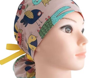 Summer Sale Ponytail Scrub Caps - Surgical Caps - Satin Lining and Personalization option available