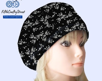 Casquettes de gommage extensibles - Coiffe chirurgicale européenne pour gommage - Noir blanc floral