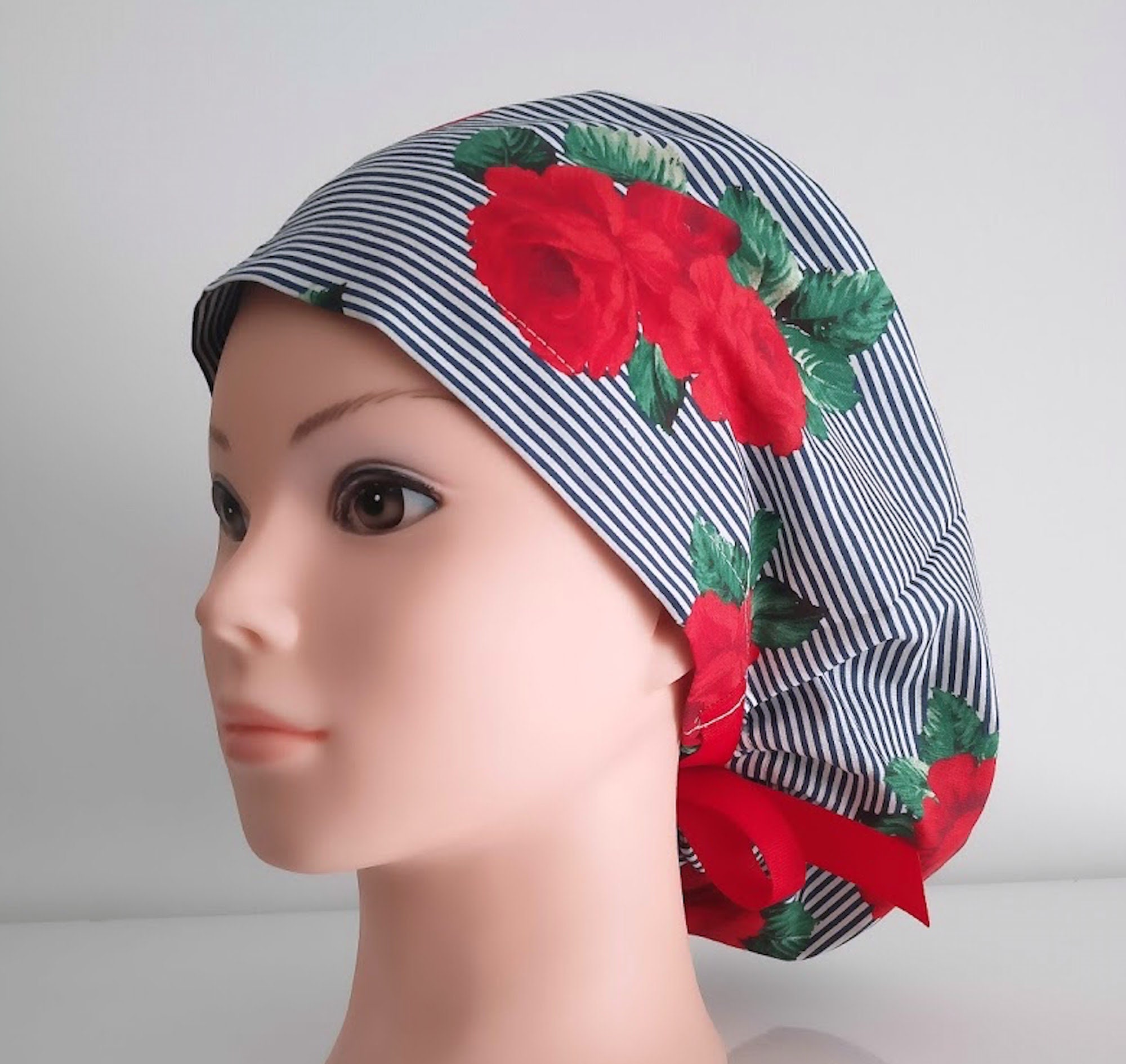 scrub caps for women ponytail , flower, surgical scrub hats with