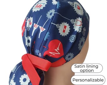 Scrub Cap Ponytail Style | Satin Lining & Personalization Option | Medical Gear