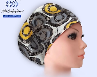 Casquette Euro Scrub - Imprimé africain avec paillettes - Ajustable - Option doublée de satin