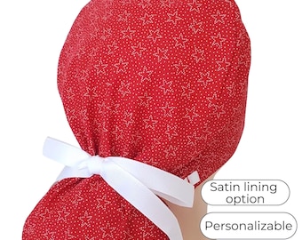 Patriotic - 4th of July - Surgical Cap - Satin Lining option  -