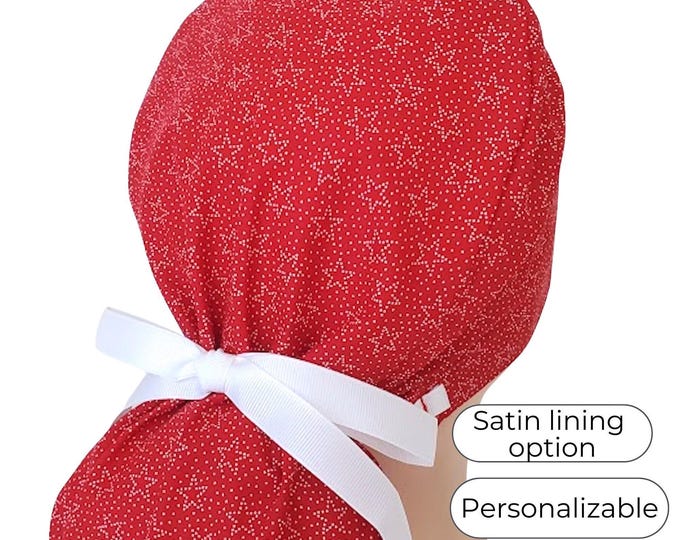 Patriotic - 4th of July - Surgical Cap - Satin Lining option  -