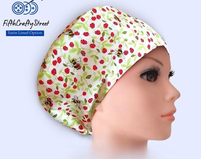 Bee - Euro Style Scrub Cap - Adjustable - Satin Lining option - FifthCraftyStreet
