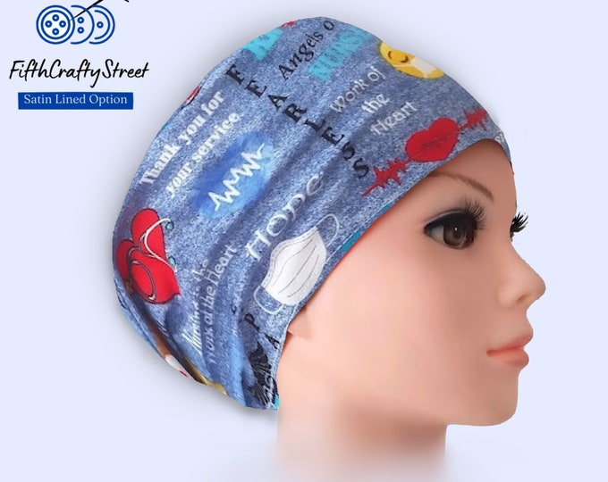 Euro Scrub Caps - Adjustable - Satin Lining option - Essential blue - FifthCraftyStreet