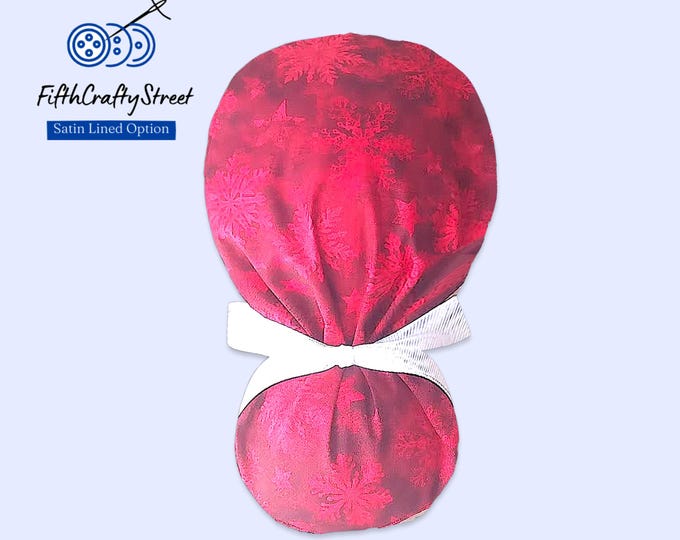 Christmas Scrub Cap for Women - Scrub Cap Satin lined option - FifthCraftyStreet