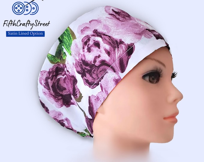 Euro Scrub Cap - Lightweight  Cotton - Adjustable - Satin Lined Scrub Cap - FifthCraftyStreet