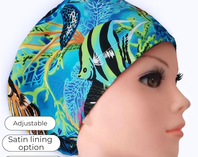 Euro Surgical Cap: Ocean Reef, Satin Lining Option, Personalizable