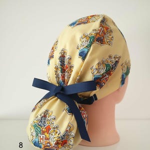 Ponytail Scrub Cap: Halloween Cotton Scrub Hat with Satin Lining