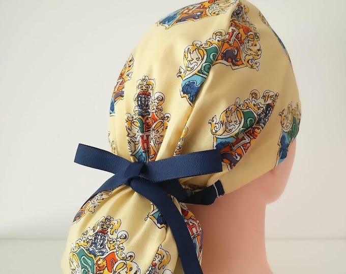 Ponytail Scrub Cap: Halloween Cotton Scrub Hat with Satin Lining