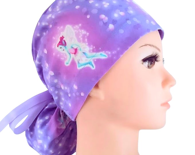 Glow in the Dark Ponytail Scrub Cap with Satin Lining Option