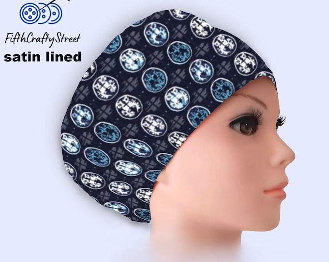Brain Scans - Euro Scrub Cap Satin lined - Adjustable -
