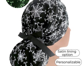 Glow Web Ponytail Scrub Cap: Cotton Surgical Cap with Satin Lining Option