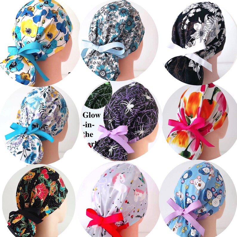 Ponytail Scrub Caps Nurse Hat Cotton Quick Ship USA Etsy