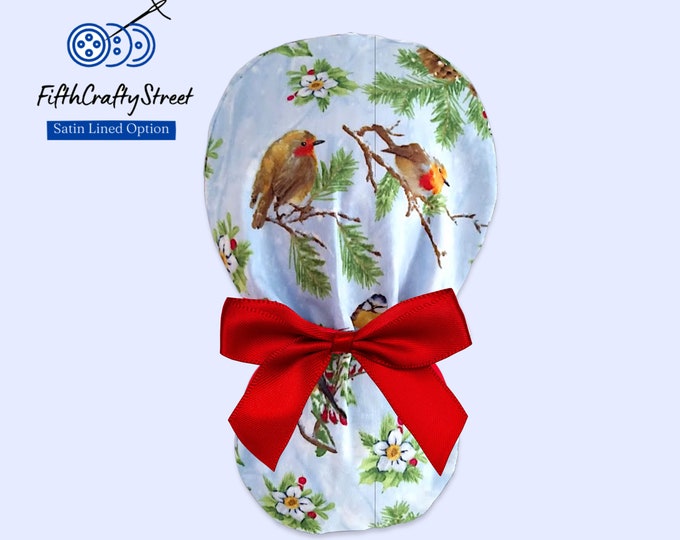 Christmas Surgical Scrub Caps for Women Satin Lined - FifthCraftyStreet