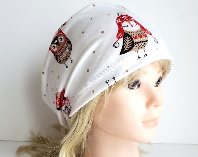 stretchy scrub cup, surgical euro hat, White Owl Christmas - FifthCraftyStreet