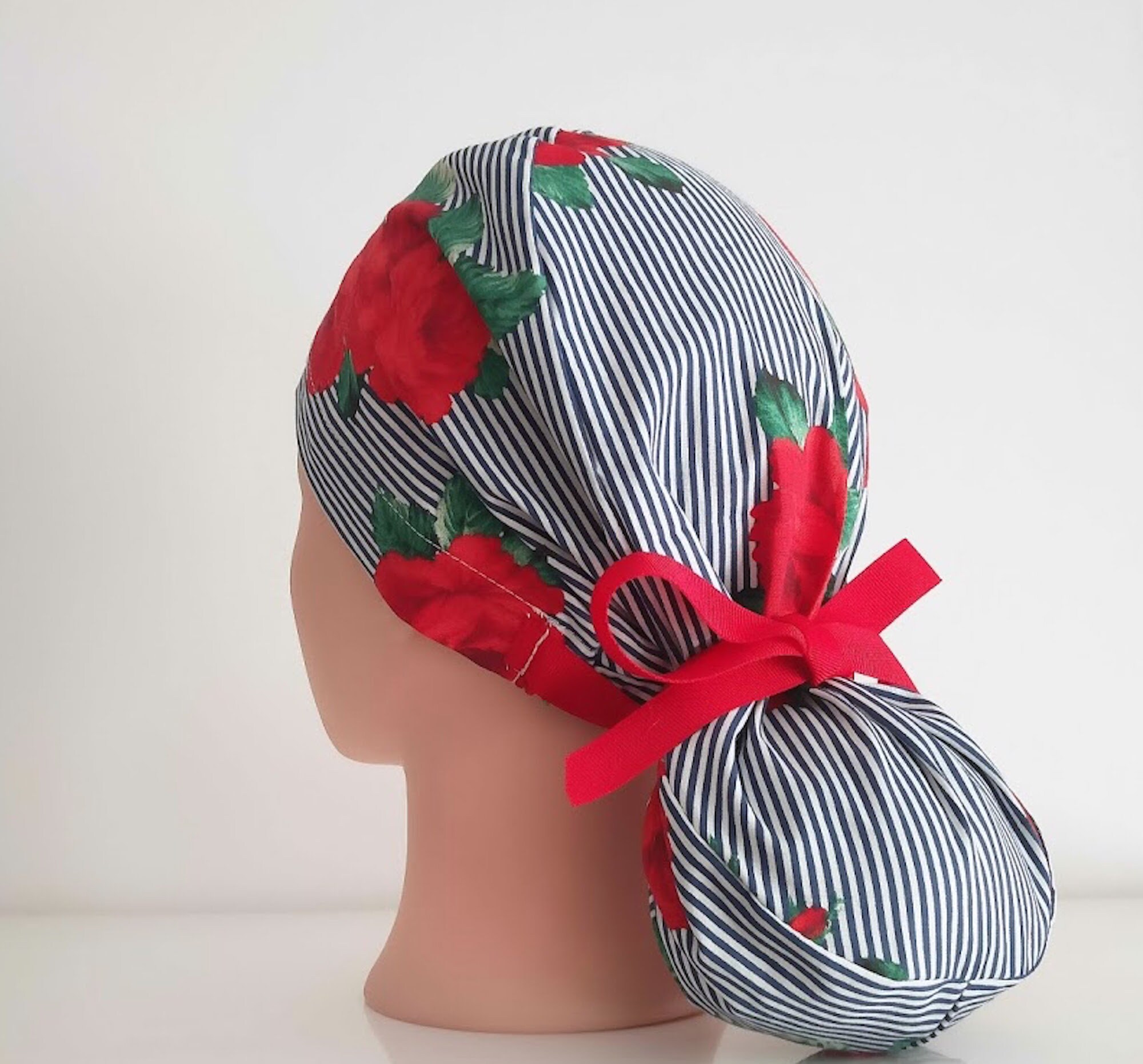 scrub caps for women ponytail , flower, surgical scrub hats with