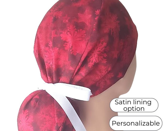Christmas Scrub Cap for Women - Scrub Cap Satin lined option - FifthCraftyStreet