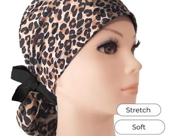 Stretch  Ponytail Scrub:  Soft Adjustable Nurse Cap