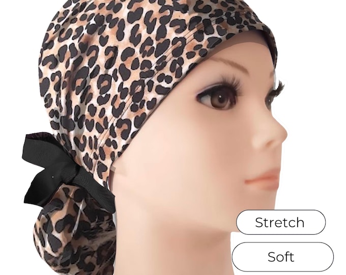 Stretch  Ponytail Scrub:  Soft Adjustable Nurse Cap