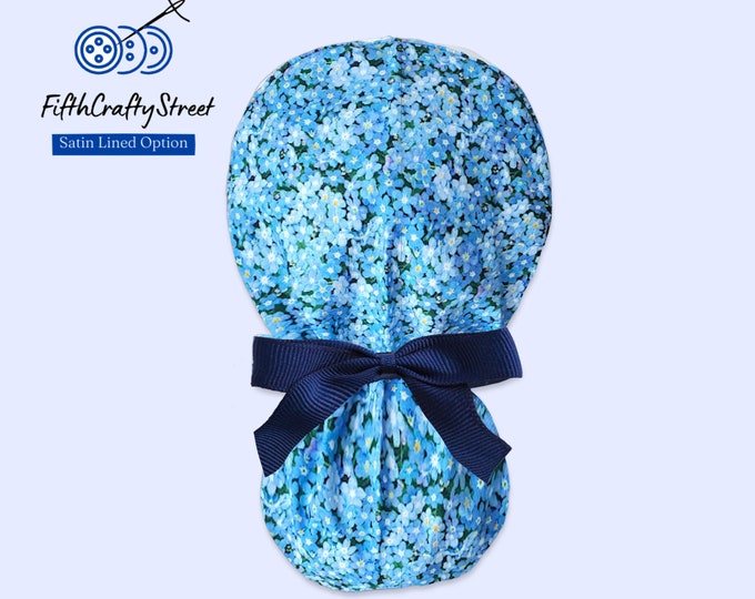 Ponytail Scrub Cap - Surgical Cap - Satin Lining Option - Surgery Hat - FifthCraftyStreet