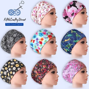 Scrub Caps Euro Style - adjustable by toggle - Satin Lining option - FifthCraftyStreet