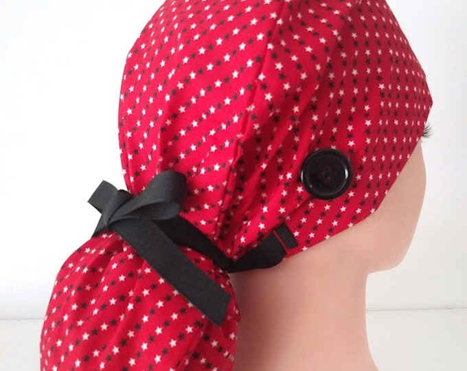 Patriotic - 4th July - Ponytail scrub cap for Women  - Surgical Cap - Independence Day - FifthCraftyStreet