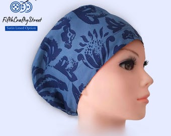Satin lined Euro Scrub Cap: floral