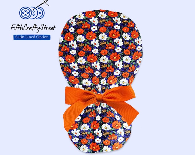 Ponytail Scrub Cap - Surgical Cap - Satin Lined - Personalization option - FifthCraftyStreet