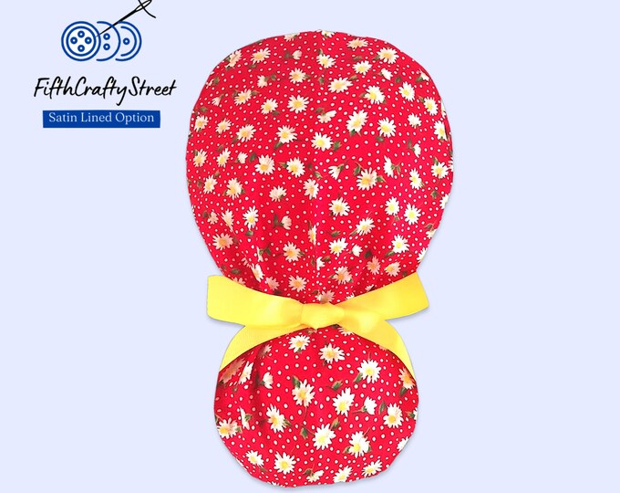 Satin Lined Surgical Cap -  Daisy - FifthCraftyStreet