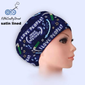 I Love People! - Anesthesia - Euro Scrub Cap Satin lined - Adjustable - FifthCraftyStreet