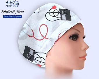 Euro Scrub Caps - Adjustable - Satin Lining option - Essential - FifthCraftyStreet