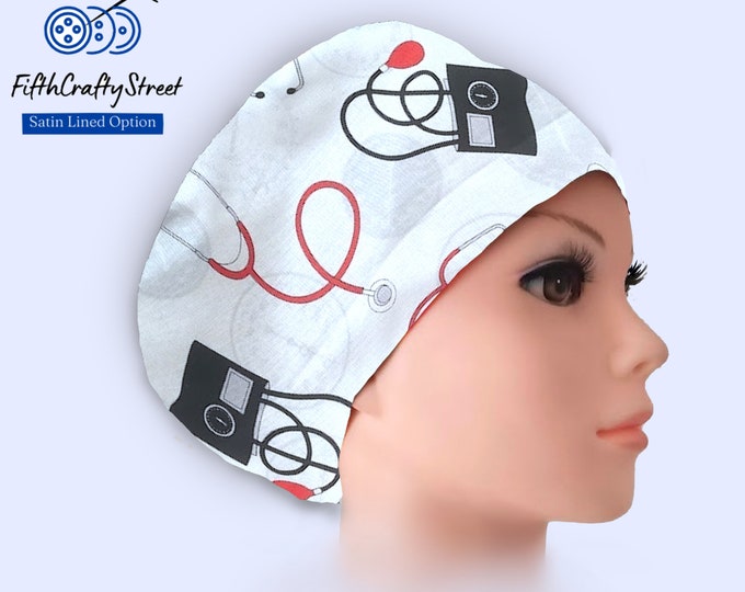 Euro Scrub Caps - Adjustable - Satin Lining option - Essential - FifthCraftyStreet
