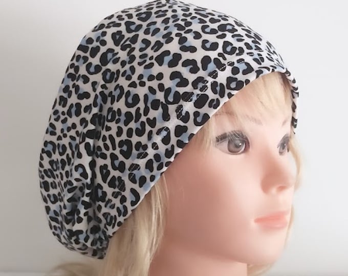 surgical stretchy scrub hat, cheetah print scrub cup - FifthCraftyStreet