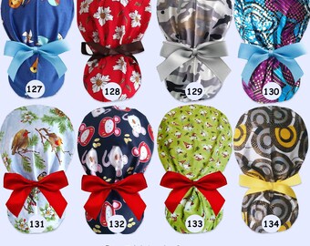 Satin Lined Ponytail Scrub Cap for Long Hair - Surgical Cap