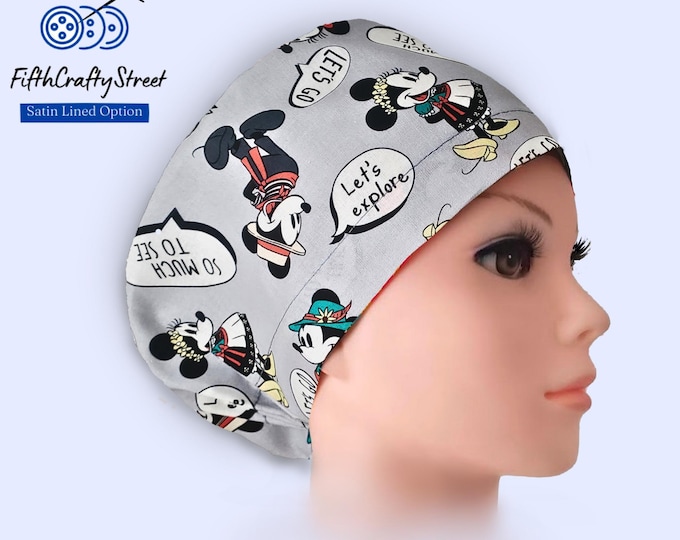 Cartoon Characters - Euro Scrub Cap - Adjustable - Satin Buttons Lined option