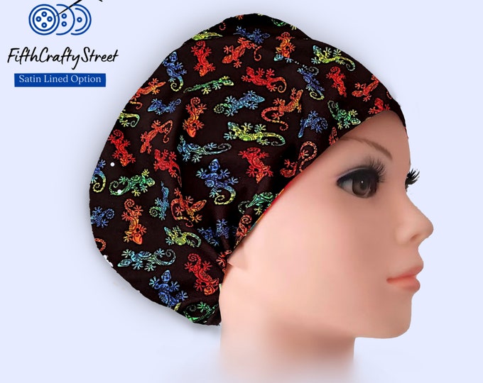 Lizard Salamander - Euro Style Scrub Cap - Adjustable - Satin Lining option - FifthCraftyStreet