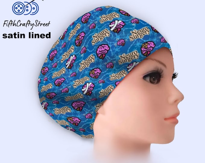 Neurosurgery Bandages - Euro Scrub Cap Satin lined - Adjustable - FifthCraftyStreet