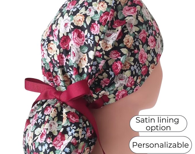 Scrub Caps for women - Floral Surgical Cap - Satin Lined Option
