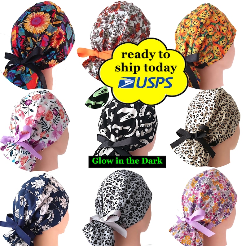 Scrub Caps Ponytail Scrub Hat for Women Flower Ponytail Etsy