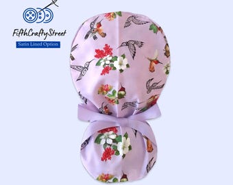 Satin Lined Surgical Cap -  Hummingbird - FifthCraftyStreet