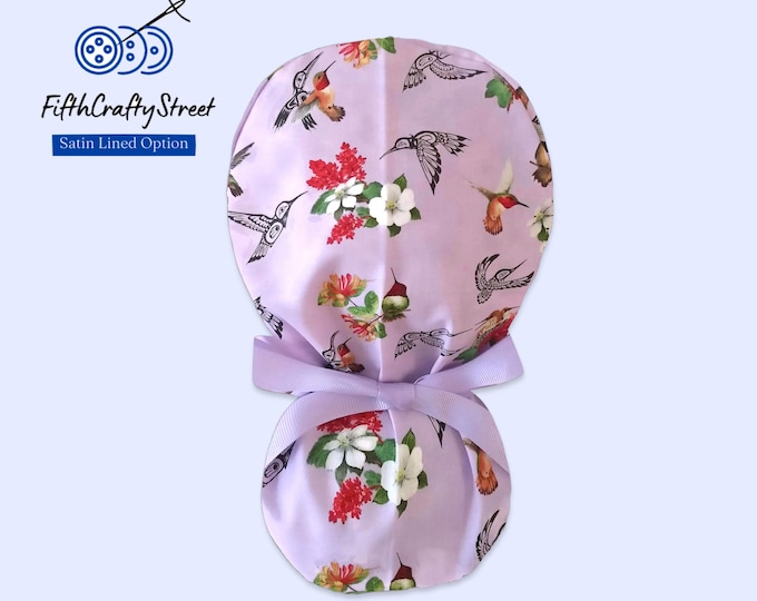 Satin Lined Surgical Cap -  Hummingbird - FifthCraftyStreet