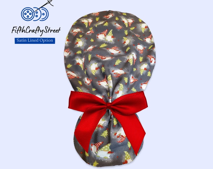 Christmas Gnomes Surgical Cap with Silky Satin Lined Option - FifthCraftyStreet