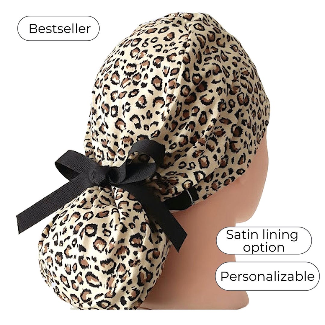 6 Pcs Cute Animal Print Adjustable Scrub Caps with Buttons - Surgical Nursing Nurses Caps For Women 6-Piece Women main image 4