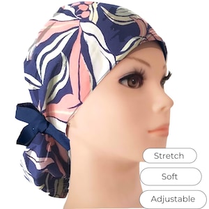 Casquette extensible pour queue de cheval : feuille tropicale pêche marine, couvre-cheveux médical réglable