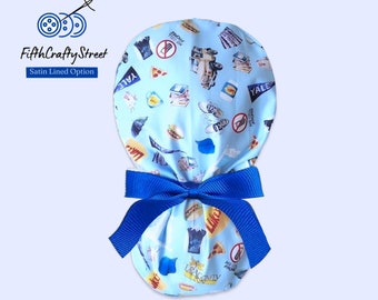 Ponytail Scrub Cap for Women - Surgical Cap with Satin Lining Option - no cell phones