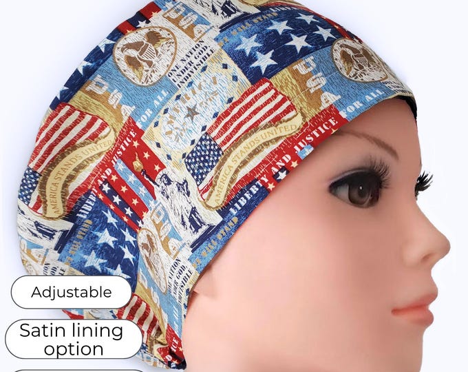 Euro Surgical Cap: Rustic America, Satin Lining Option, Personalizable